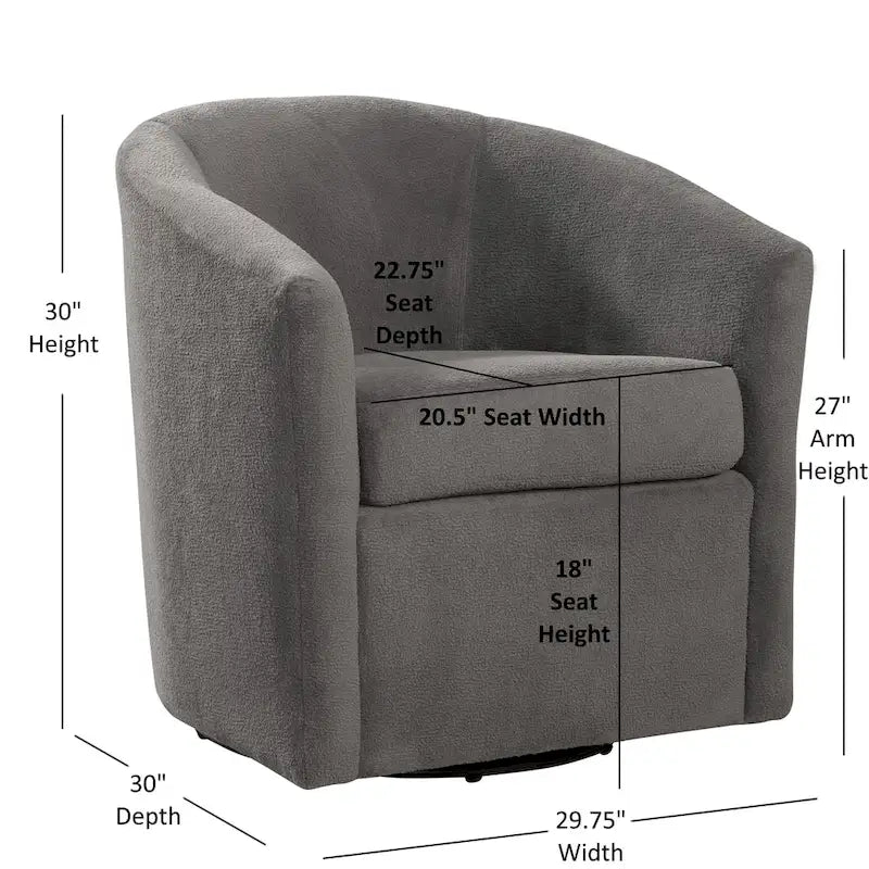 Odessa Barrel Style Swivel Accent chair in Performance Fabric
