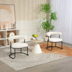 Mid-Century Modern Boucle Dining Chairs Set of 2