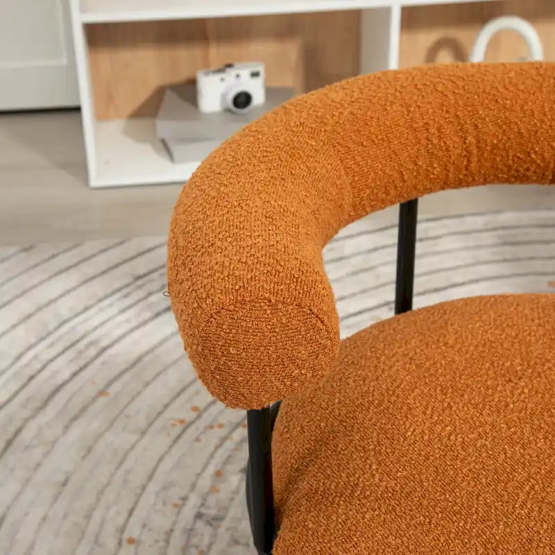 Mid-Century Modern Boucle Dining Chairs Set of 2