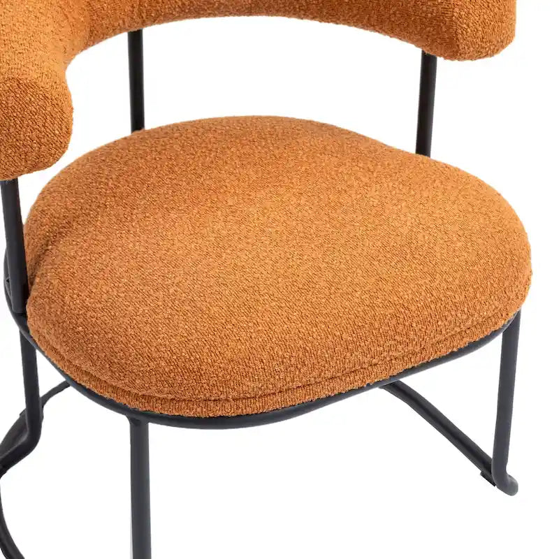 Mid-Century Modern Boucle Dining Chairs Set of 2
