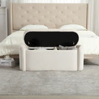 Corduroy Upholstered Storage Ottoman Bench with Safety Hinge for Living Room,Bedroom