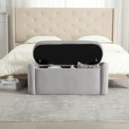 Corduroy Upholstered Storage Ottoman Bench with Safety Hinge for Living Room,Bedroom