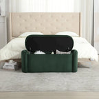 Corduroy Upholstered Storage Ottoman Bench with Safety Hinge for Living Room,Bedroom