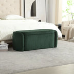Corduroy Upholstered Storage Ottoman Bench with Safety Hinge for Living Room,Bedroom