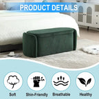 Corduroy Upholstered Storage Ottoman Bench with Safety Hinge for Living Room,Bedroom