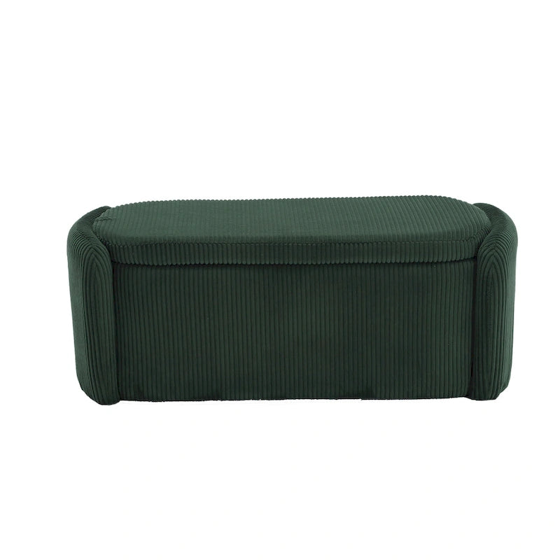 Corduroy Upholstered Storage Ottoman Bench with Safety Hinge for Living Room,Bedroom