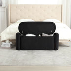 Corduroy Upholstered Storage Ottoman Bench with Safety Hinge for Living Room,Bedroom