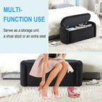 Corduroy Upholstered Storage Ottoman Bench with Safety Hinge for Living Room,Bedroom