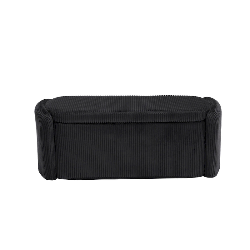 Corduroy Upholstered Storage Ottoman Bench with Safety Hinge for Living Room,Bedroom
