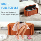 Corduroy Upholstered Storage Ottoman Bench with Safety Hinge for Living Room,Bedroom