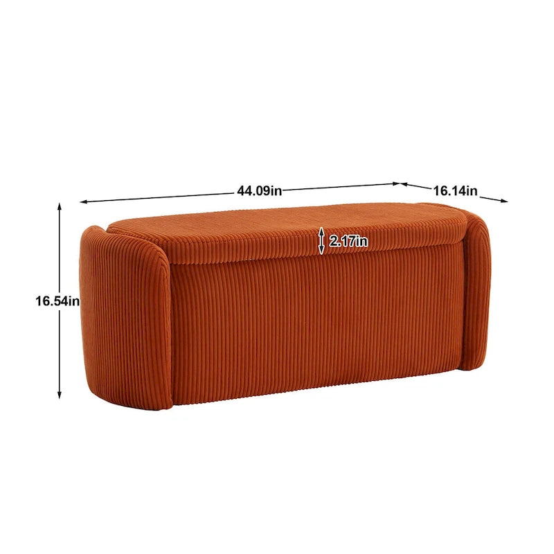 Corduroy Upholstered Storage Ottoman Bench with Safety Hinge for Living Room,Bedroom