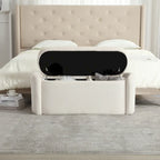 Corduroy Upholstered Storage Ottoman Bench with Safety Hinge for Living Room,Bedroom