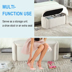 Corduroy Upholstered Storage Ottoman Bench with Safety Hinge for Living Room,Bedroom