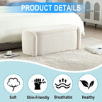 Corduroy Upholstered Storage Ottoman Bench with Safety Hinge for Living Room,Bedroom