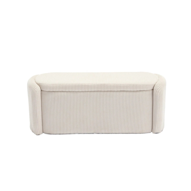Corduroy Upholstered Storage Ottoman Bench with Safety Hinge for Living Room,Bedroom