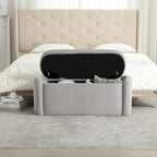 Corduroy Upholstered Storage Ottoman Bench with Safety Hinge for Living Room,Bedroom