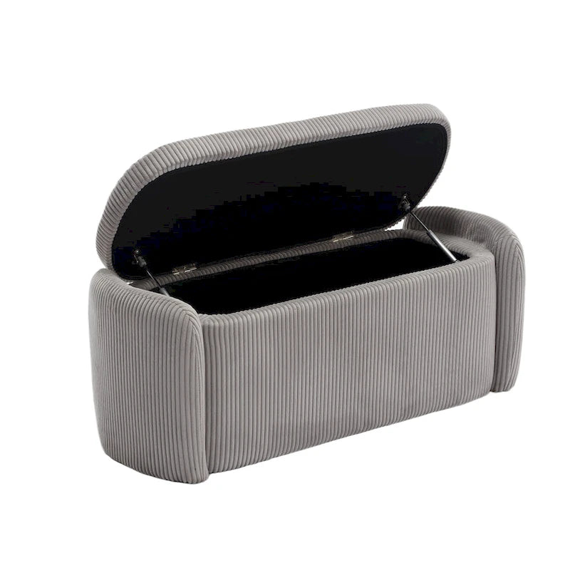 Corduroy Upholstered Storage Ottoman Bench with Safety Hinge for Living Room,Bedroom