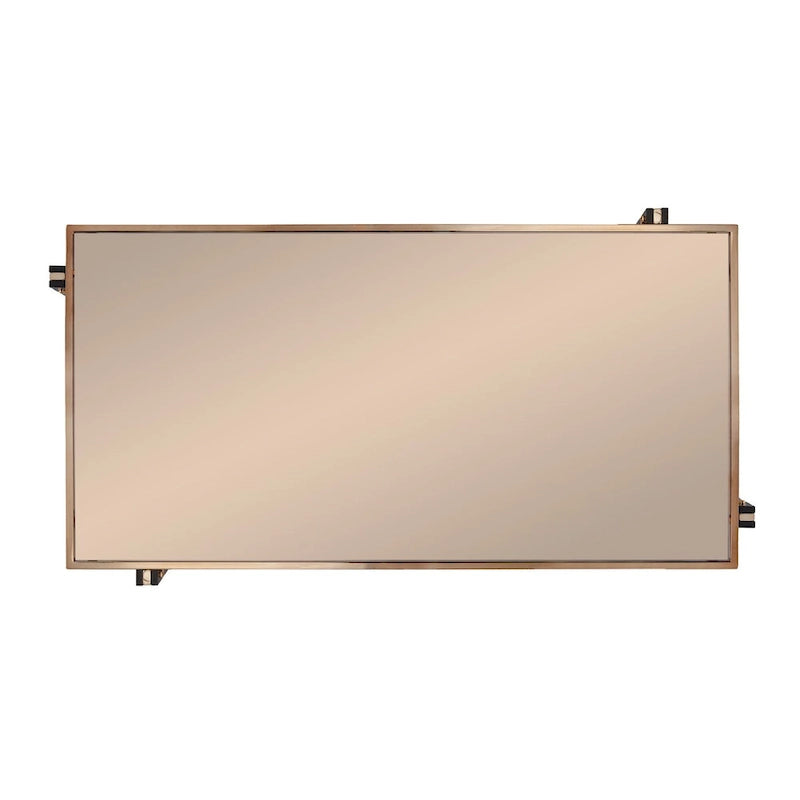 Cocktail Table With Champagne-hued Frame And Smoky Mirrored Tabletop, For Living Room, Bedroom