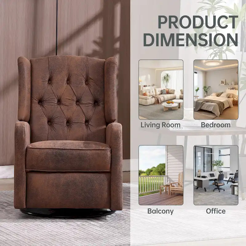 HOMEFUN Upholstered 360 Degree Swivel Rocking Recliner Chair for Bedroom,Living Room