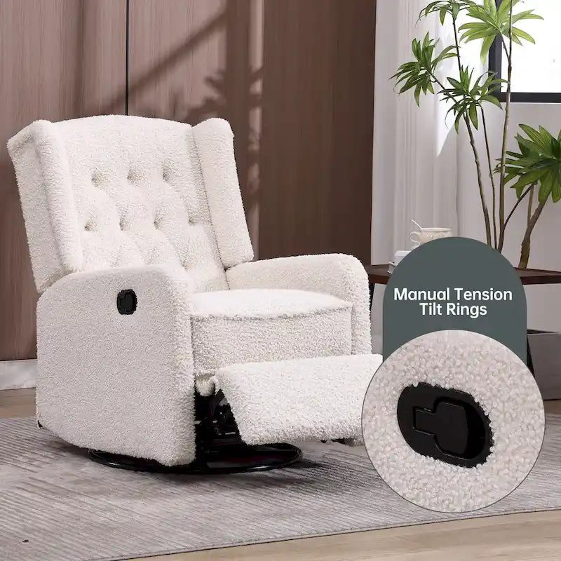 HOMEFUN Upholstered 360 Degree Swivel Rocking Recliner Chair for Bedroom,Living Room