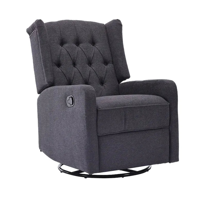 HOMEFUN Upholstered 360 Degree Swivel Rocking Recliner Chair for Bedroom,Living Room