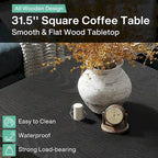 31.5 Inches Square Coffee Table for Living Room Mid-Century Modern Cocktail Table