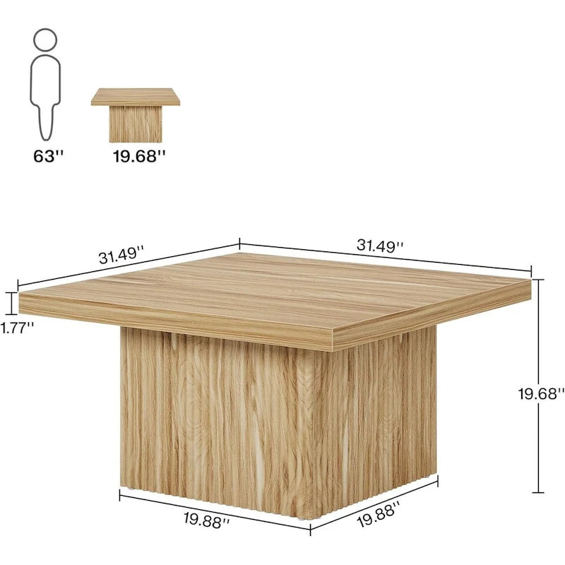 31.5 Inches Square Coffee Table for Living Room Mid-Century Modern Cocktail Table