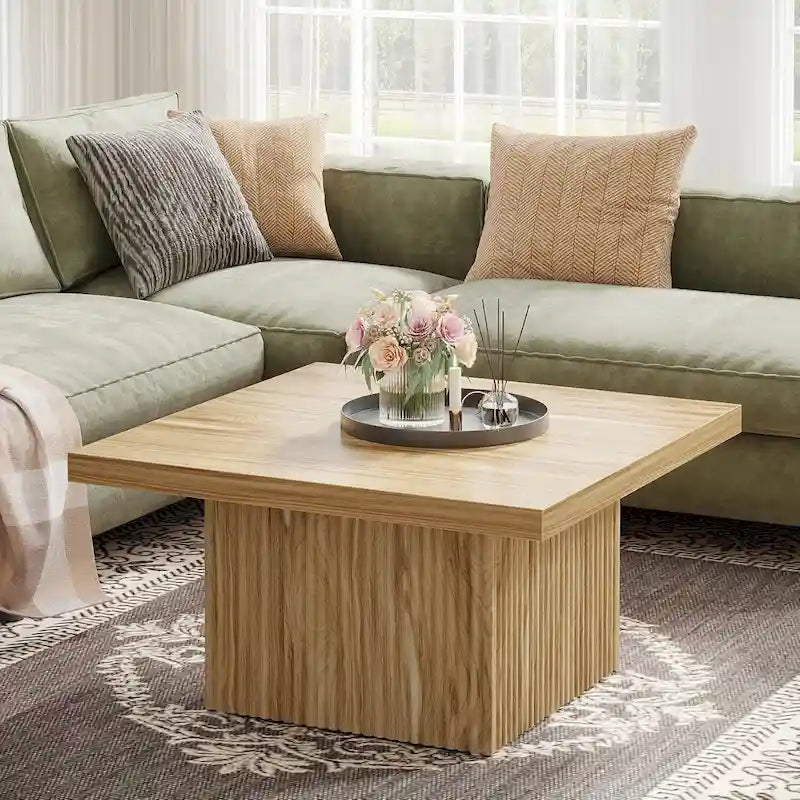 31.5 Inches Square Coffee Table for Living Room Mid-Century Modern Cocktail Table