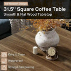 31.5 Inches Square Coffee Table for Living Room Mid-Century Modern Cocktail Table