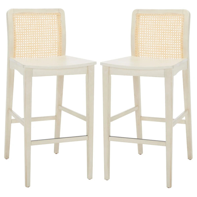 SAFAVIEH Home Benicio 29-inch Rattan Bar Stool [SET of 2] - 19Wx23Dx42H