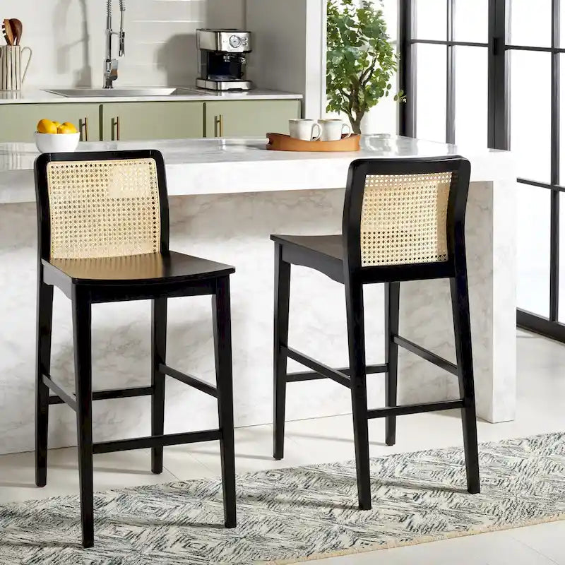 SAFAVIEH Home Benicio 29-inch Rattan Bar Stool [SET of 2] - 19Wx23Dx42H